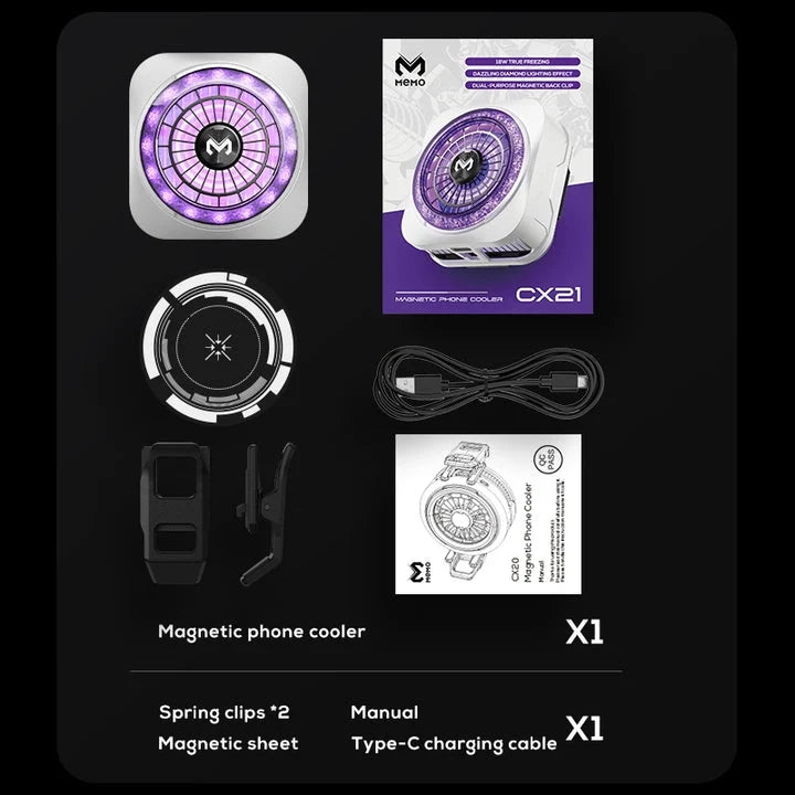 Memo CX21 Mobile Phone Cooler | Semiconductor Cooling Fan for Gaming | Portable Radiator for Android & ios| Silent Fast Cooling Heat Sink